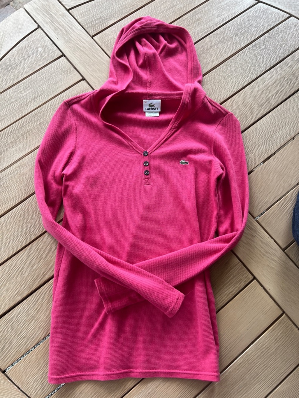 Lacoste Fuchsia Hooded Pique Pullover